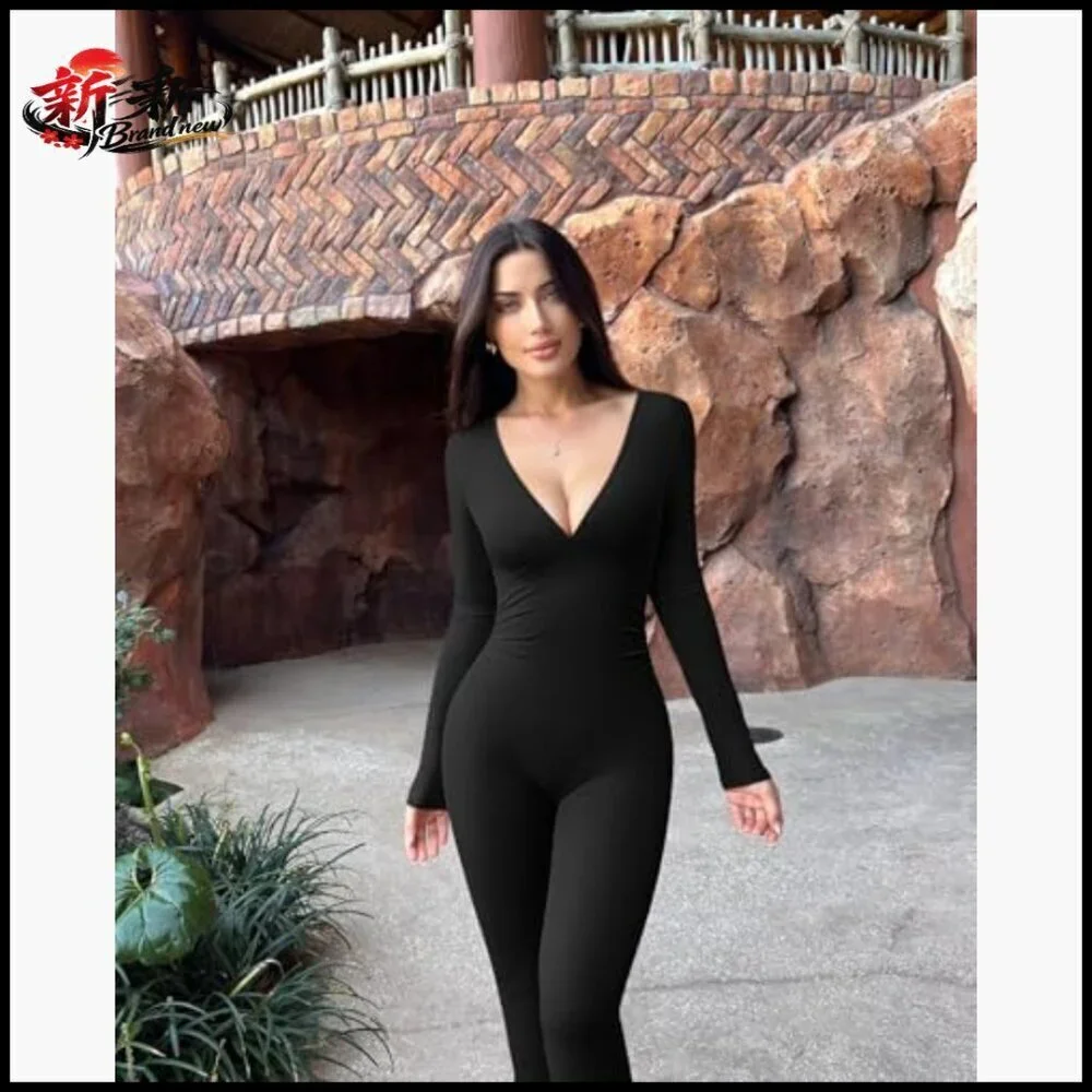 Nylon and Spandex Jumpsuit with Ruched Waist and Flared Silhouette
